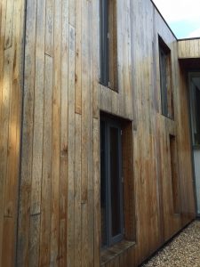 Cedar cladding after weather exposure