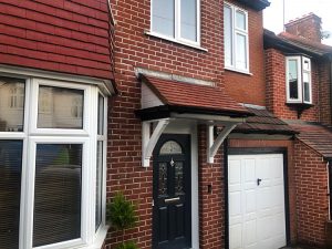Door canopy with tiled roof