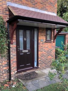 Door canopy with rosewood fascias