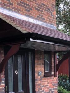 Door canopy with white soffits