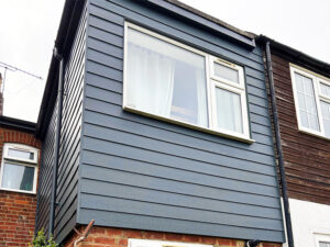 Anthracite grey weatherproof James Hardie cladding