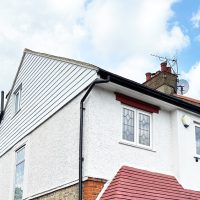 White composite cladding installation in East London