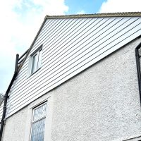 James Hardie composite cladding in arctic white