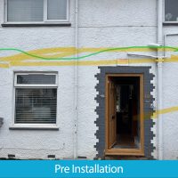 Pre-installation of new door canopy