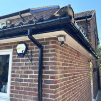 Rear of house showing new sofftis, Facias and guttering installation.