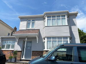 Hardieplank cladding installation in grey