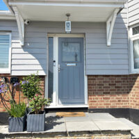 Grey James Hardie cladding around front door