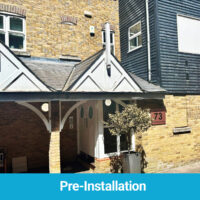 Pre-refurbishment of door canopies in Richmond on Thames