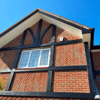 Maintenance-free black fascias with white soffits installed